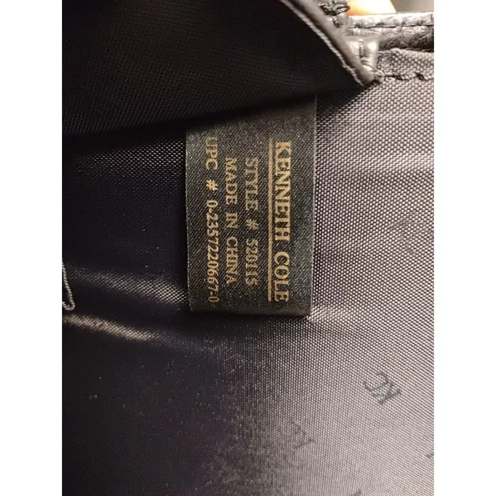 Kenneth Cole New York Black Leather Laptop Brief Case 15x17x6 Multi Sections